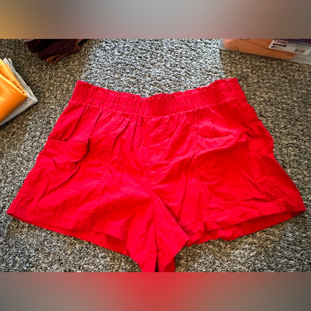 A target brand. A new day red stretch shorts.